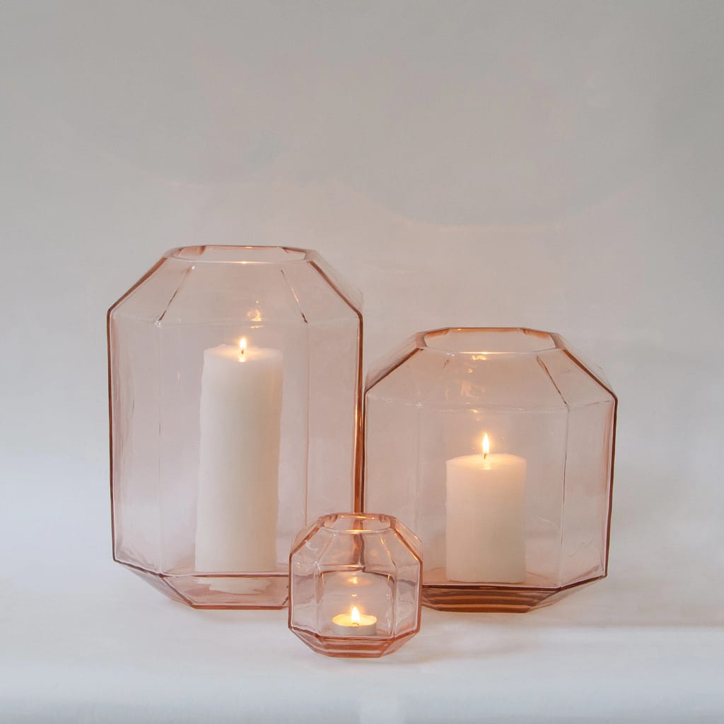 Rose Gold Glass Candle Holder