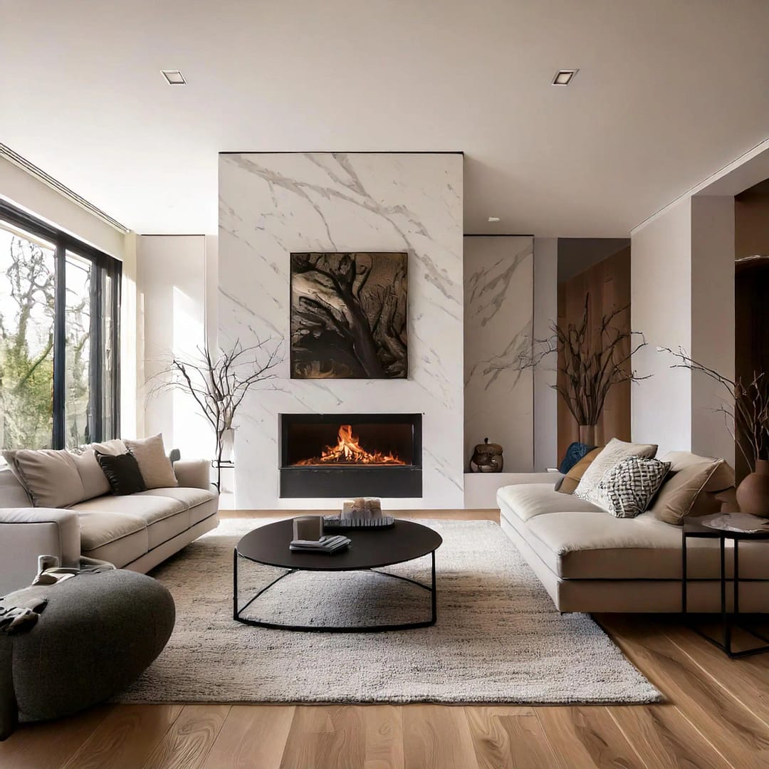 modern living room ideas with fireplace
